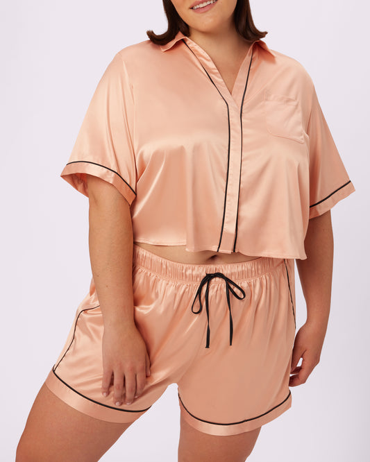 Luxe Sleep Button Up | Luxe Satin | Archive (Pink Peony)