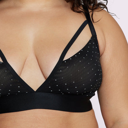 Strappy Triangle Bralette | Silky Mesh | Archive (Eightball Dots)