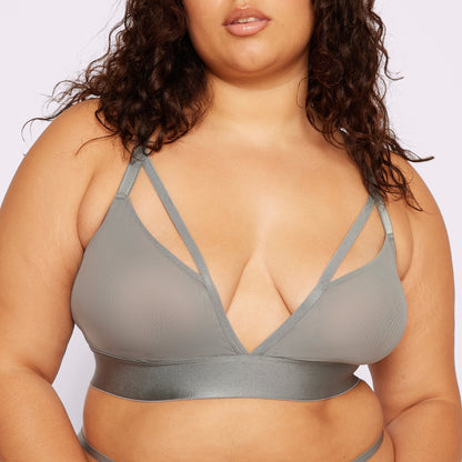 Strappy Triangle Bralette | Silky Mesh | Archive (Stormy)