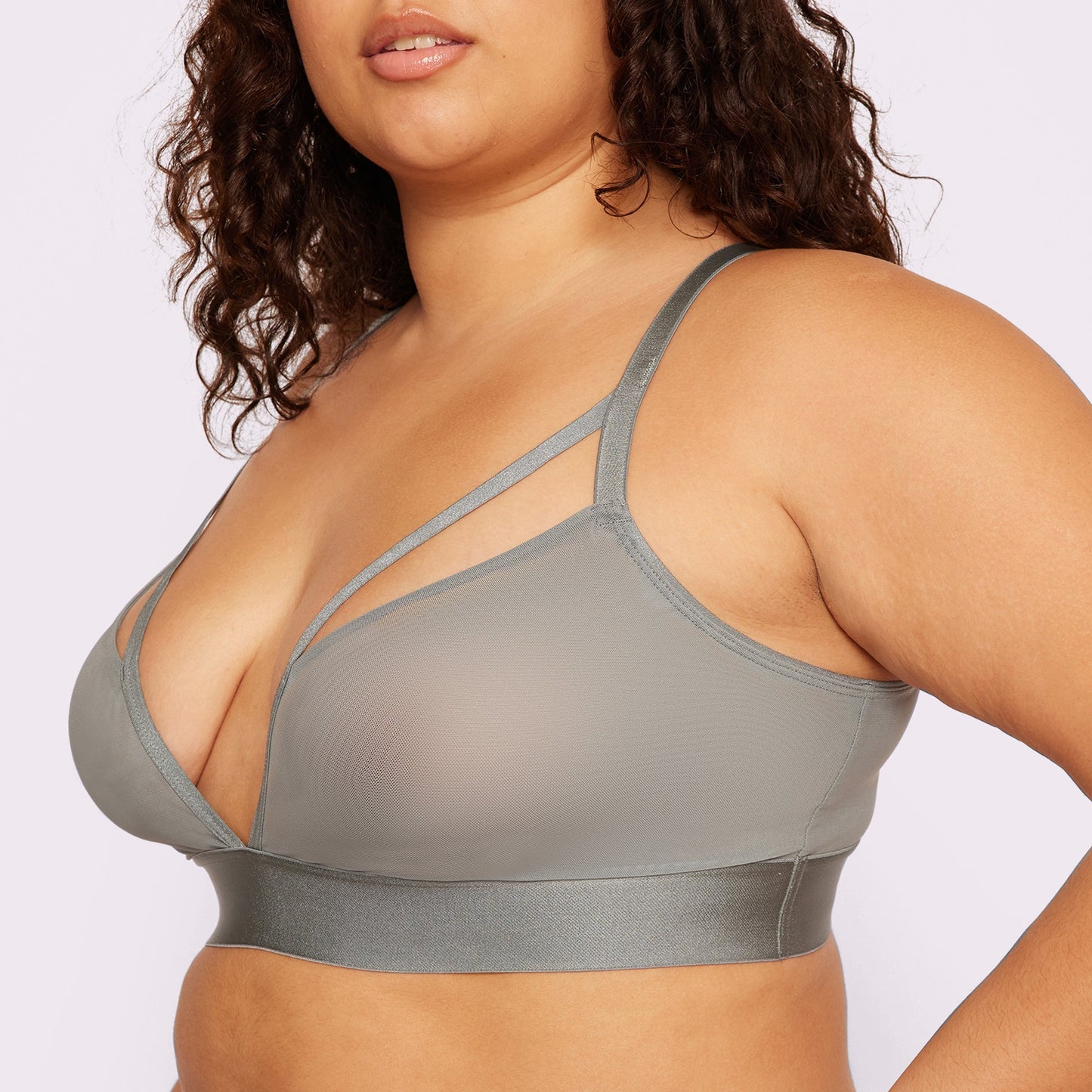 Strappy Triangle Bralette | Silky Mesh | Archive (Stormy)