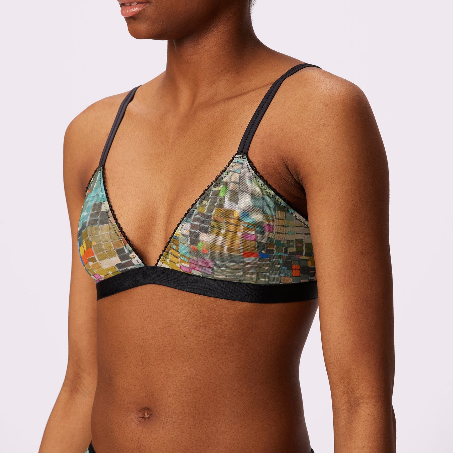 Flirty Lace Touch Triangle Bralette | Silky Mesh | Archive (Disco)