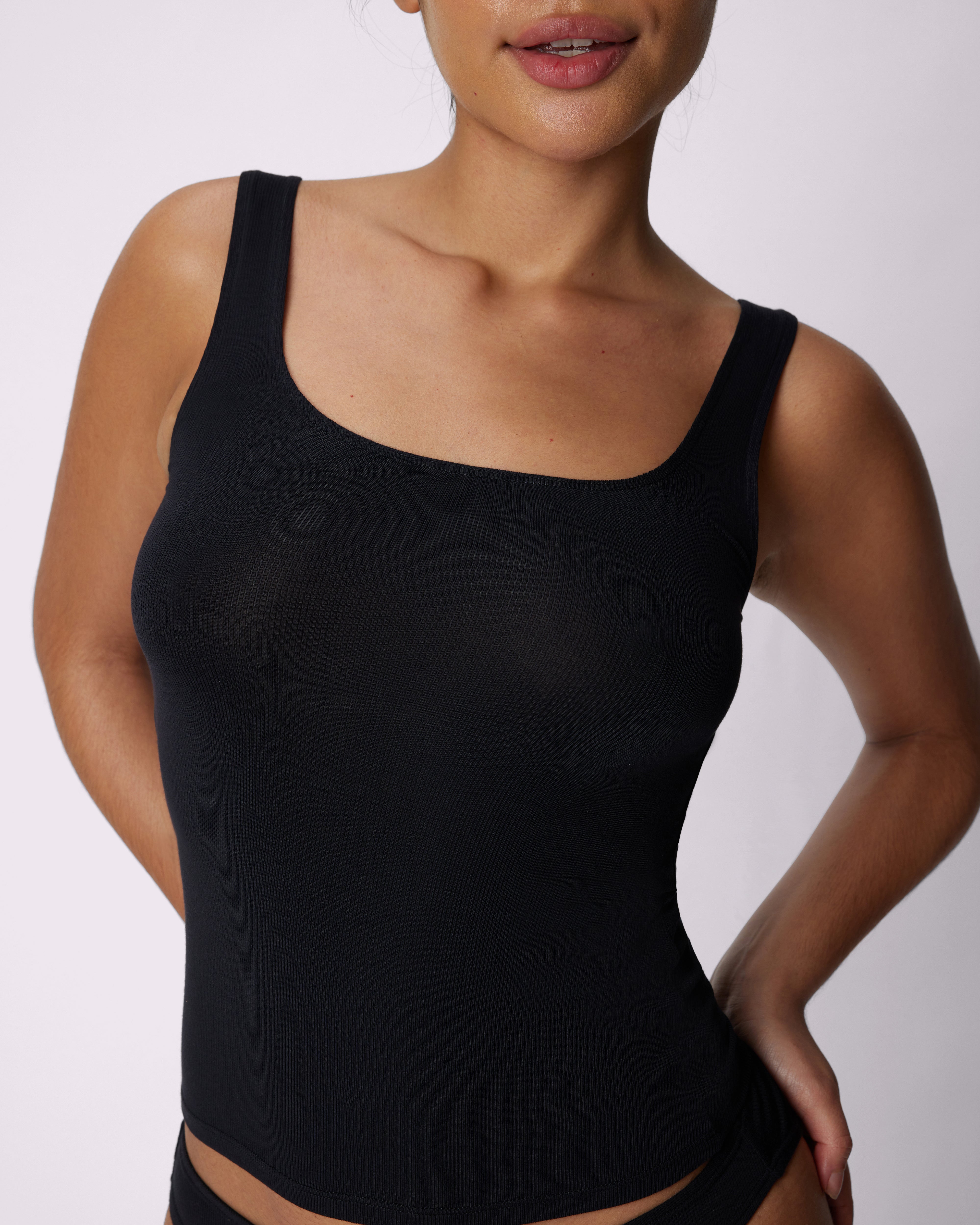 Body-Hugging Square Neck Sleeveless low scoop back Sexy Tank Top