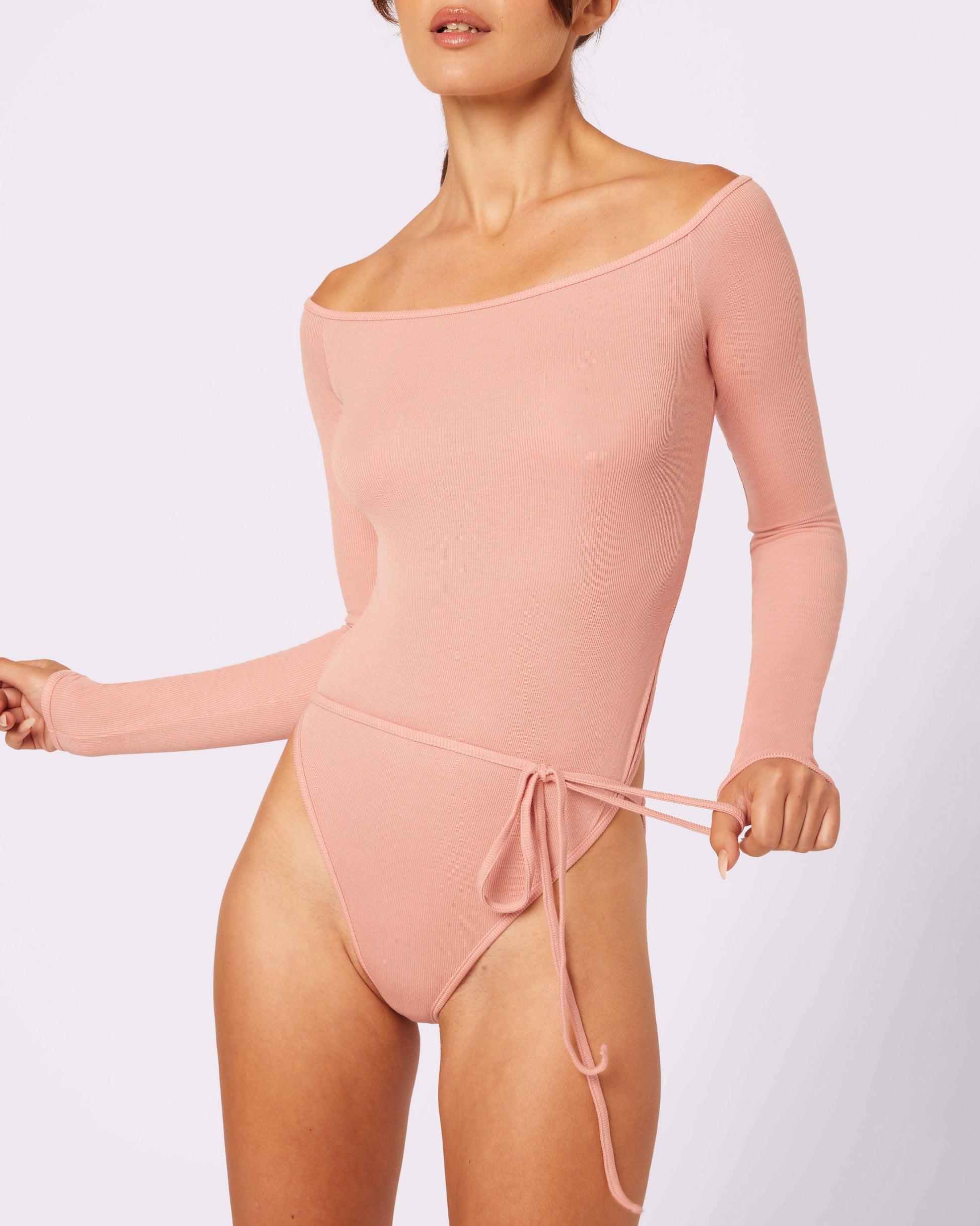 Long Sleeve Bodysuit - Flamingo Ribbed, Tahitian Ribbed – Salt + Sea