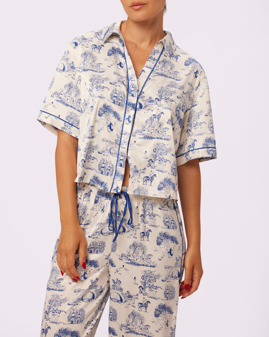 Luxe Sleep Button Up | Luxe Satin (Toile Cloud)