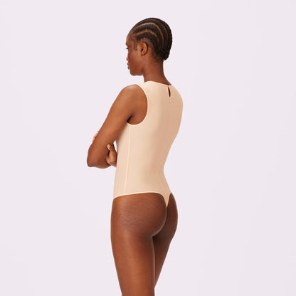 Luxe Sleeveless Bodysuit | Silky Mesh | Archive (Oatmilk)