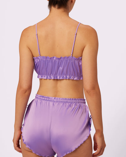 Luxe Button-Up Crop | Luxe Satin (Wisteria)