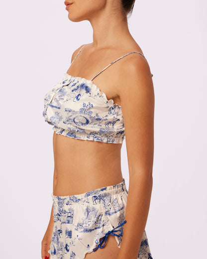 Luxe Button-Up Crop | Luxe Satin (Toile Cloud)