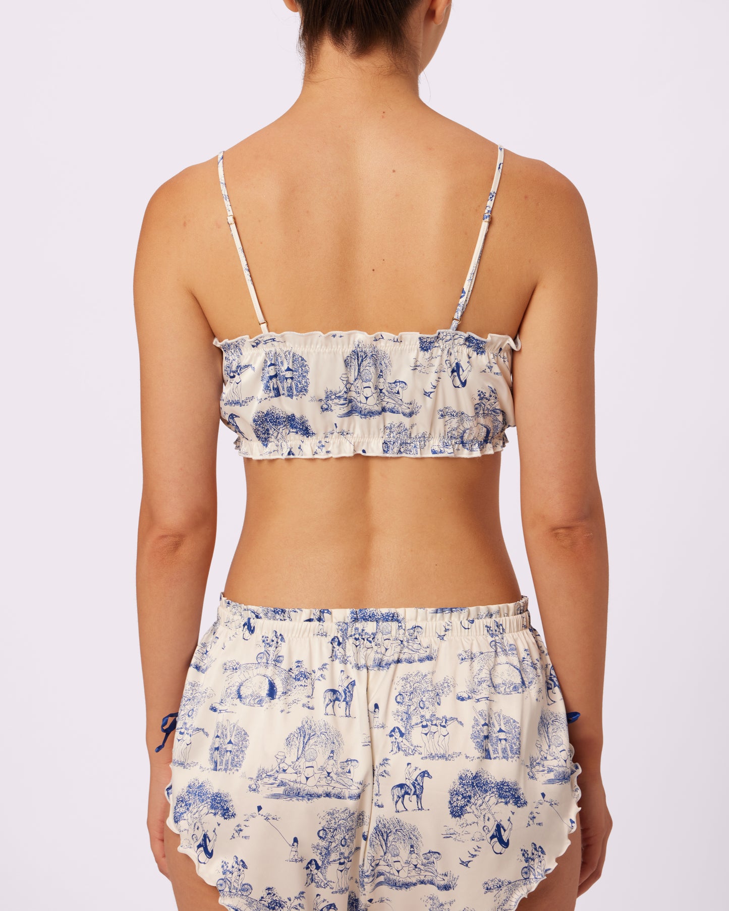 Luxe Button-Up Crop | Luxe Satin (Toile Cloud)