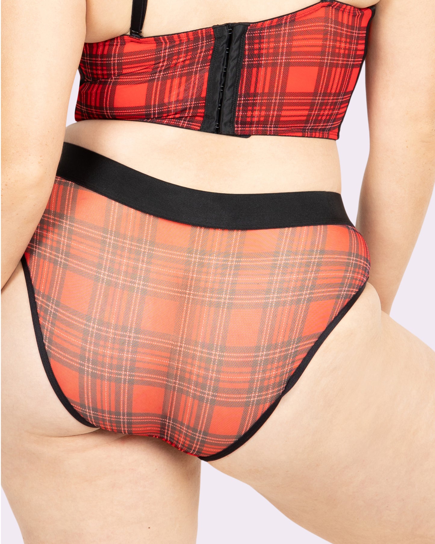 Silky Mesh Sheer Cheeky | Silky Mesh (Tartan Plaid)