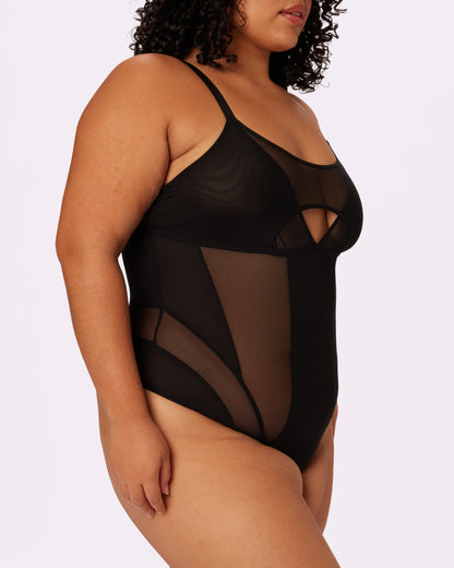 Sheer Contour Cutout Bodysuit | Silky Mesh (Eightball)