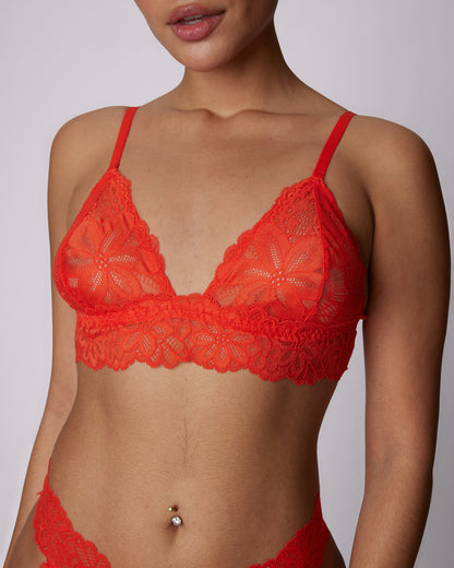 Perfect Lace Triangle Bralette | Soft Lace | Archive (Strawberry)