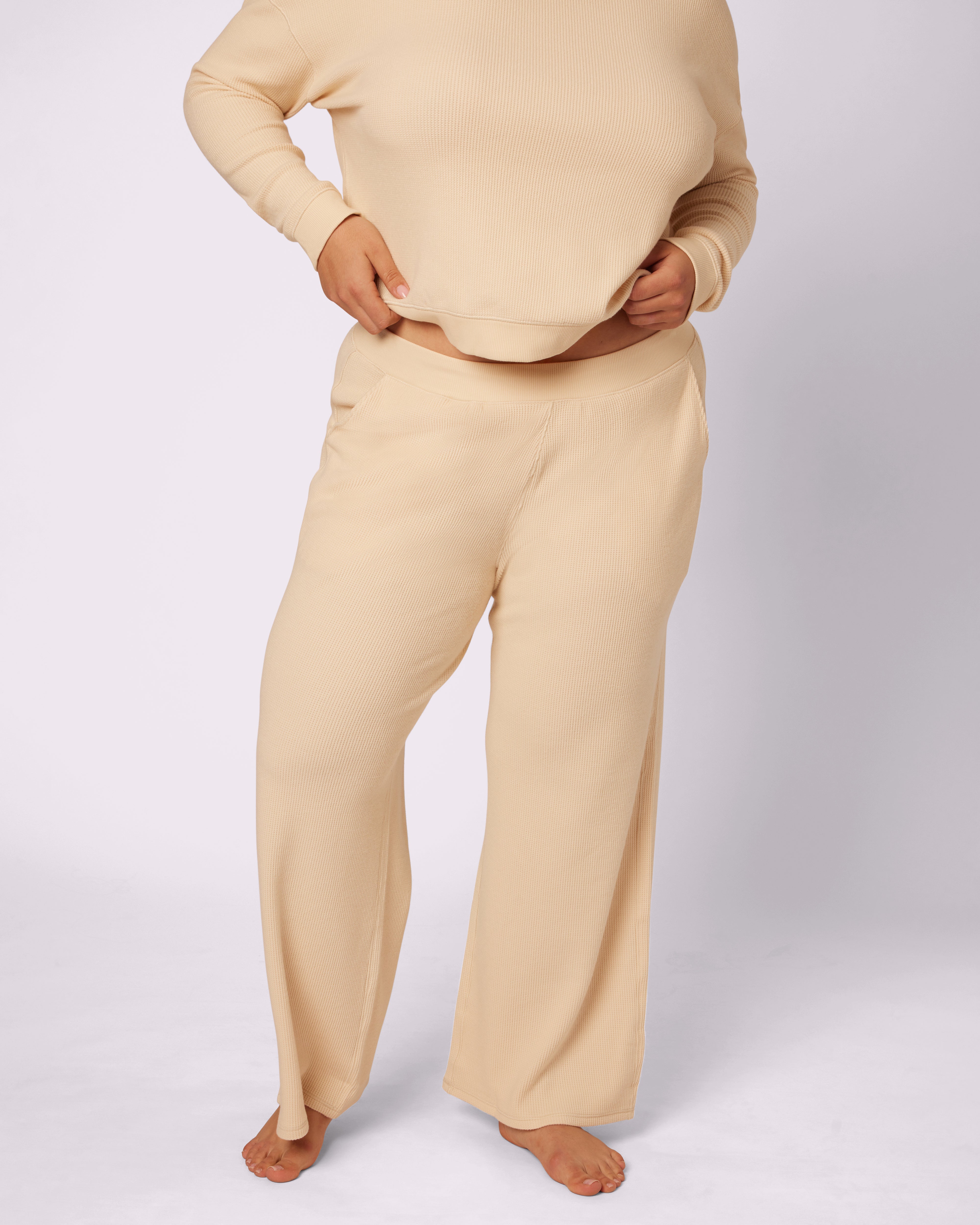 Waffle knit wide discount leg lounge pants