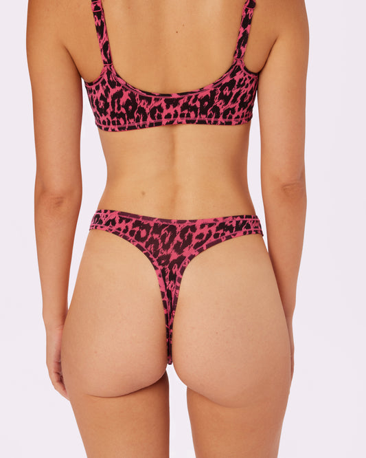 Betsey Johnson Ultra-Flattering High Rise Thong | New:Cotton (Electric Leopard)