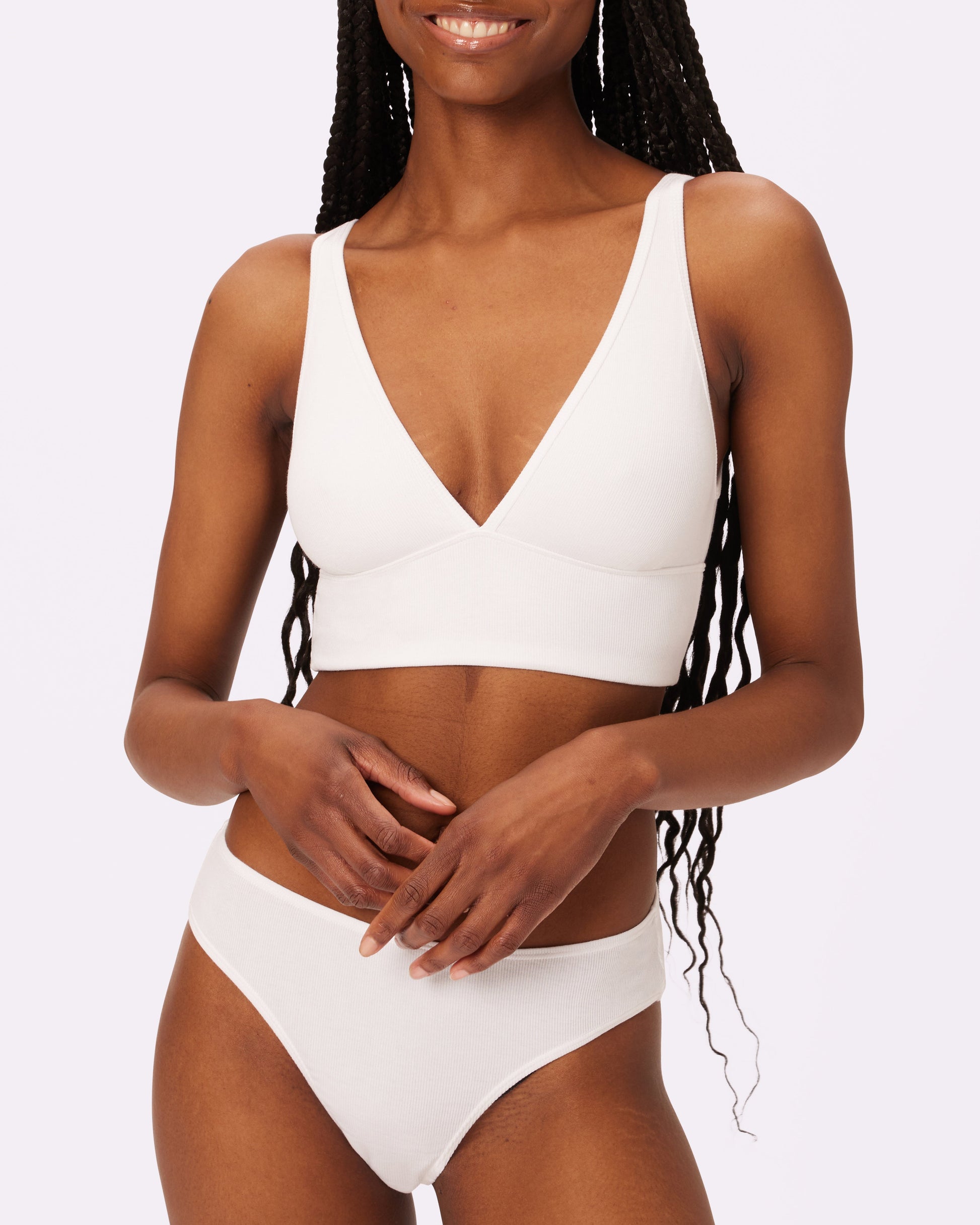 Free People Ribbed Classic Bralette in White