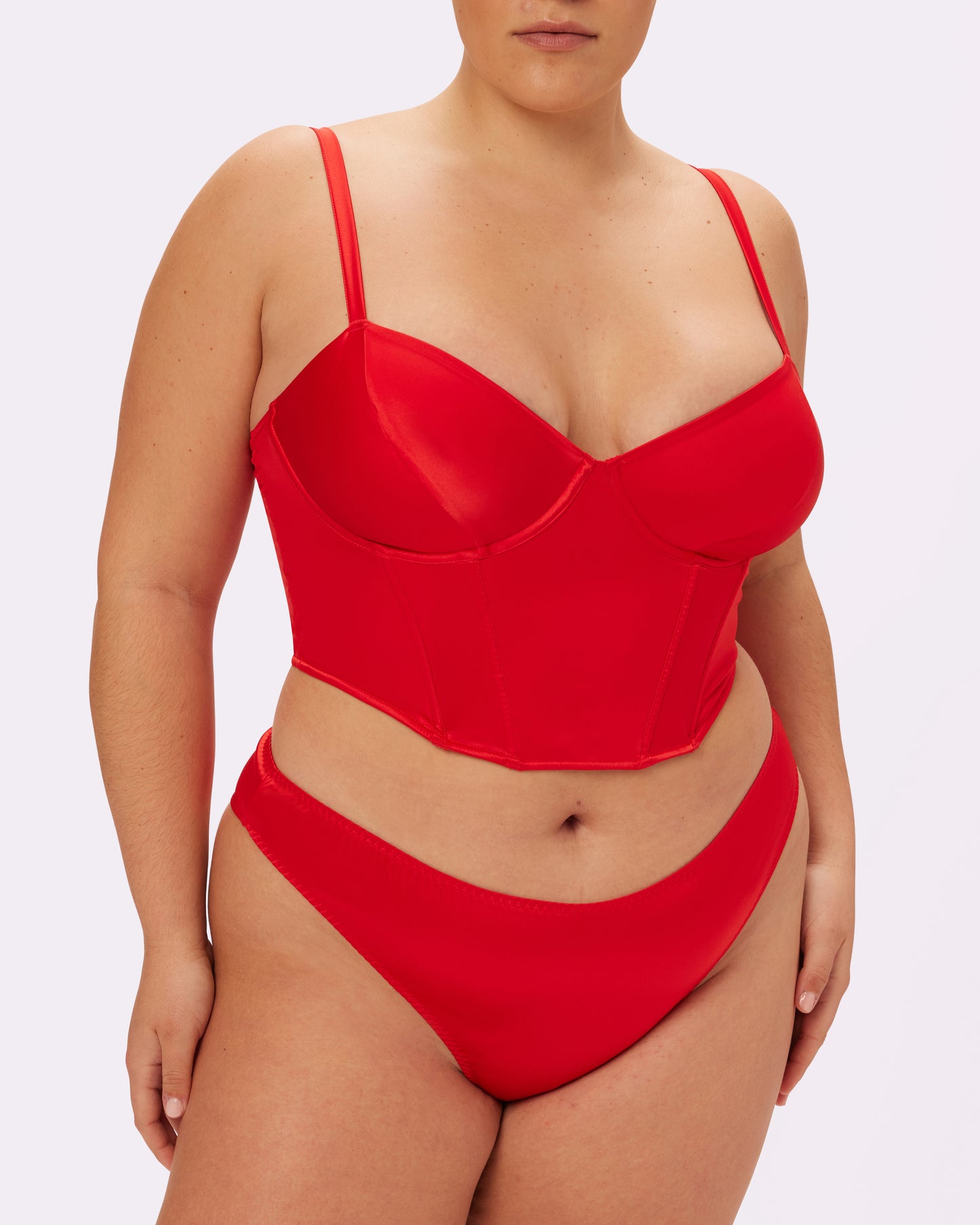 Satin Lace-up Cheeky | Glow Satin (Red Rose)