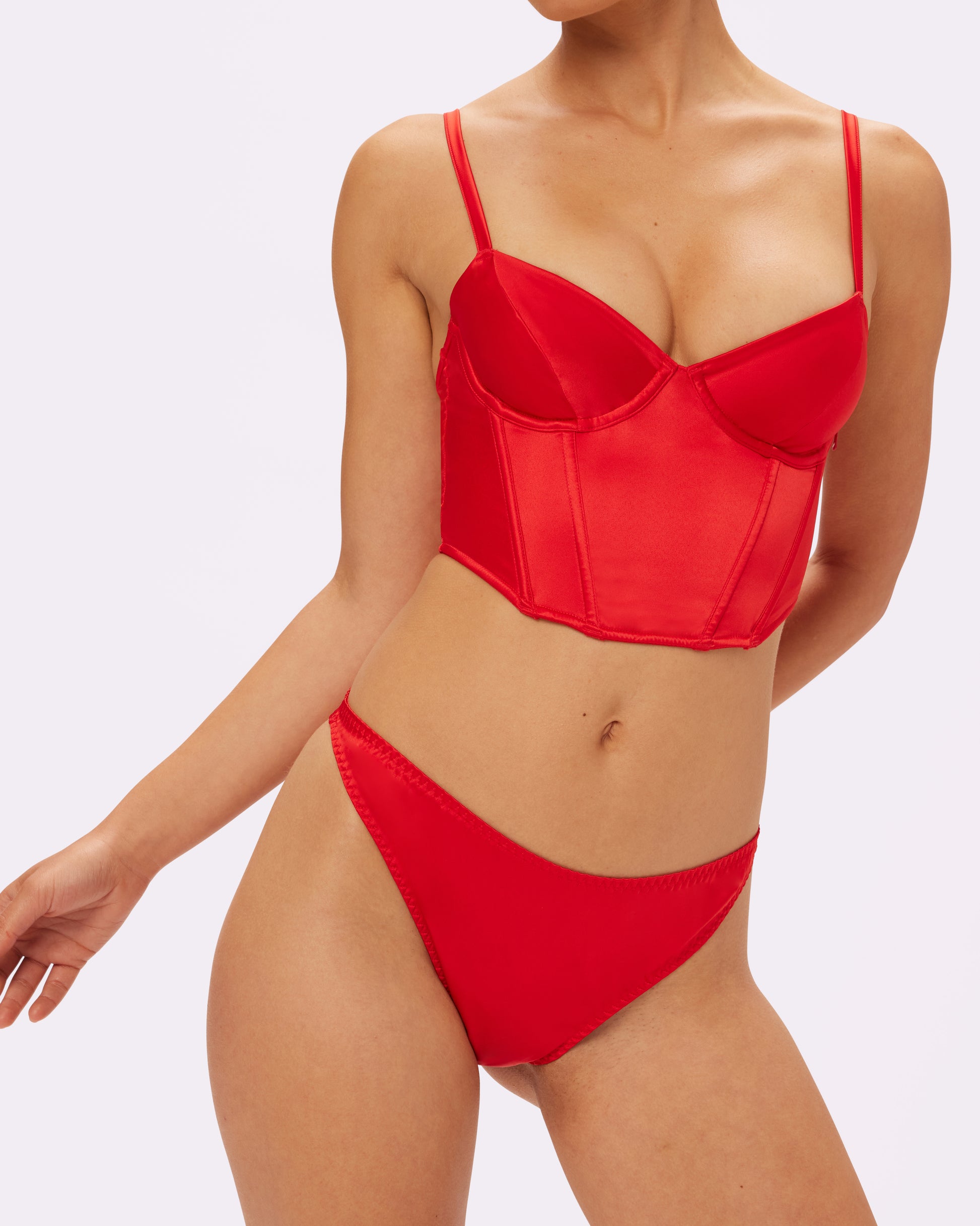 Satin Lace-up Cheeky  Glow Satin (Red Rose) – Parade