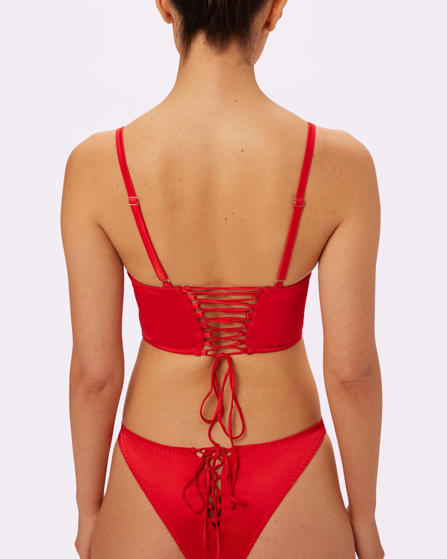 Afterglow Lace-up Corset | Glow Satin | Archive (Red Rose)