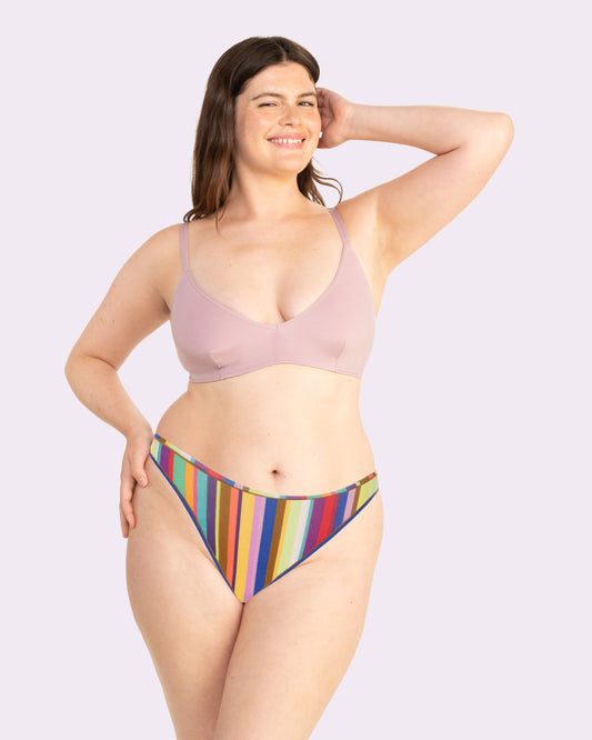 Ultra-Flattering High Rise Thong | New:Cotton (Mira Stripe)