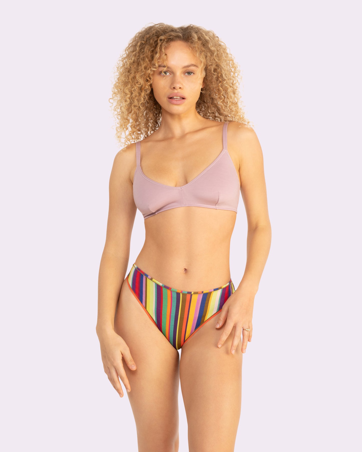 Ultra-Flattering High Rise Thong | New:Cotton (Mira Stripe)