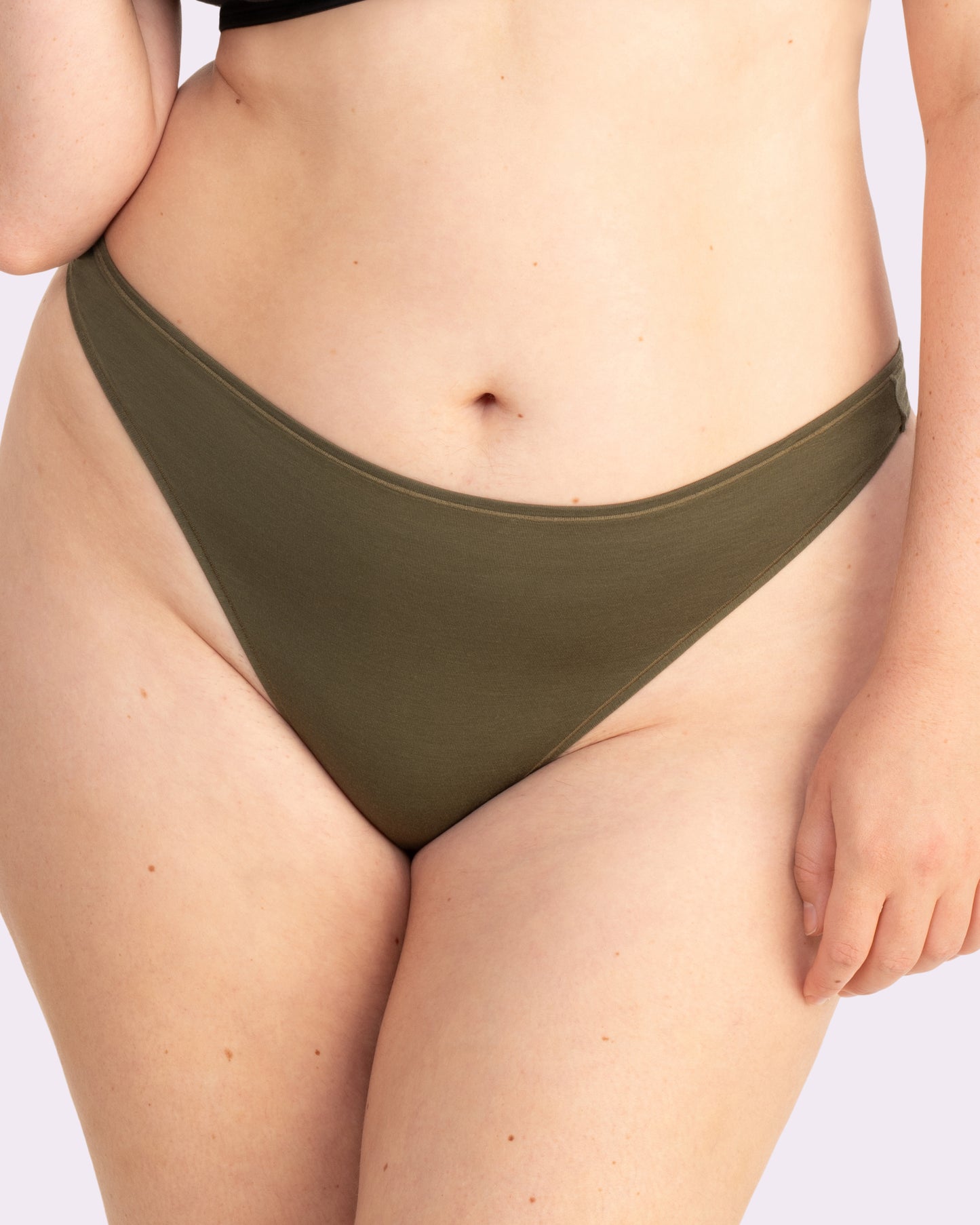 Ultra-Flattering High Rise Thong | New:Cotton (Olive Night)