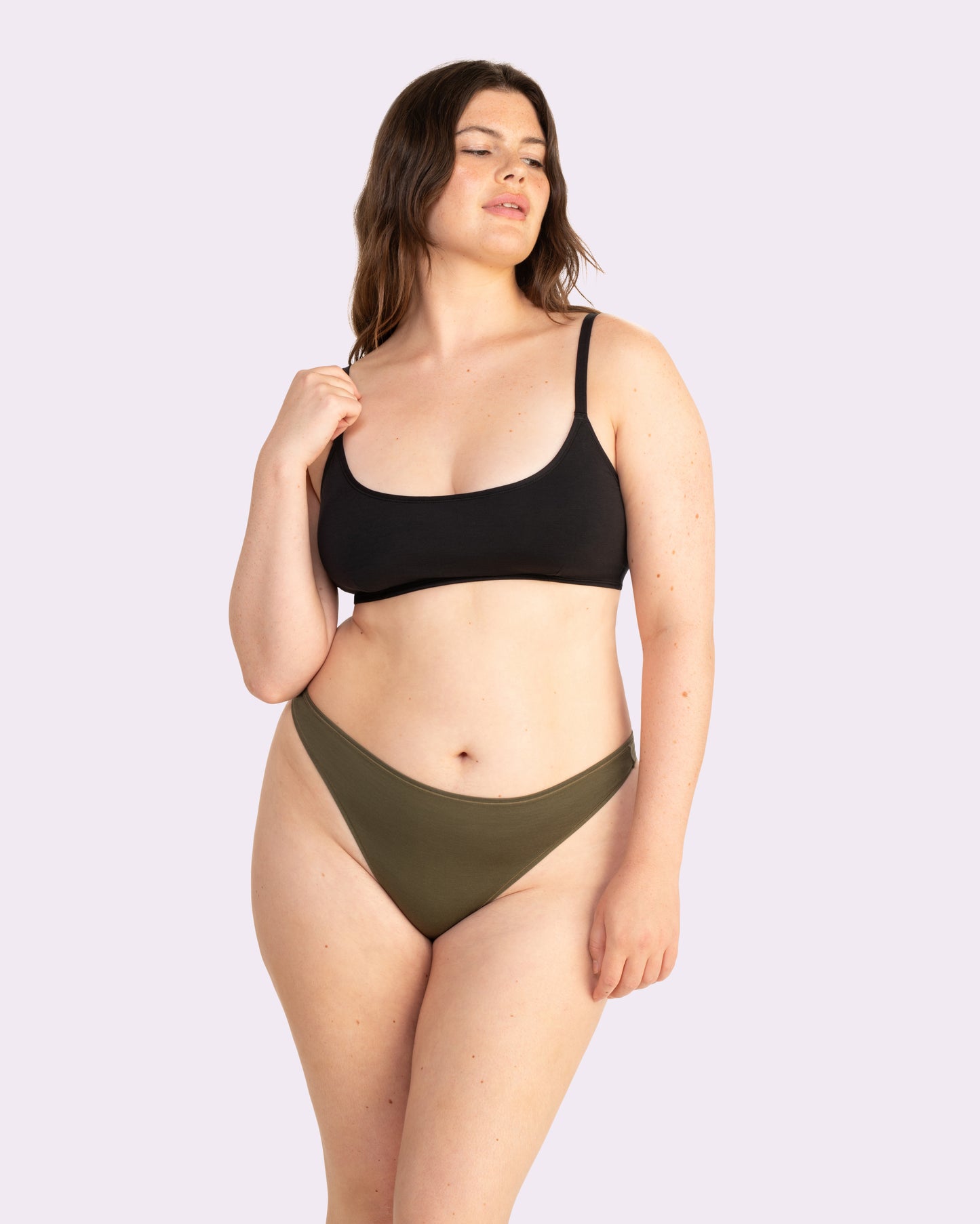 Ultra-Flattering High Rise Thong | New:Cotton (Olive Night)