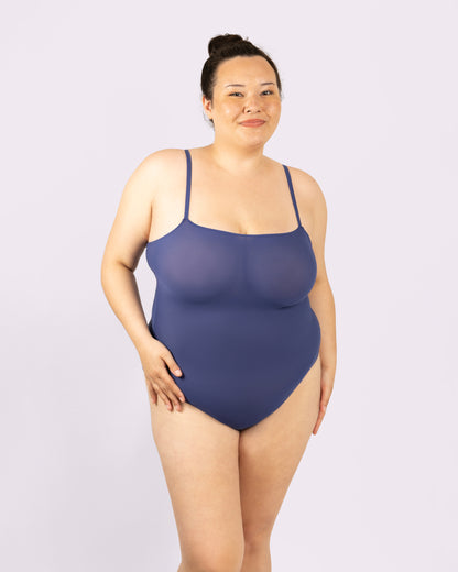 Silky Mesh Square Neck Bodysuit | Silky Mesh (Dolphin)