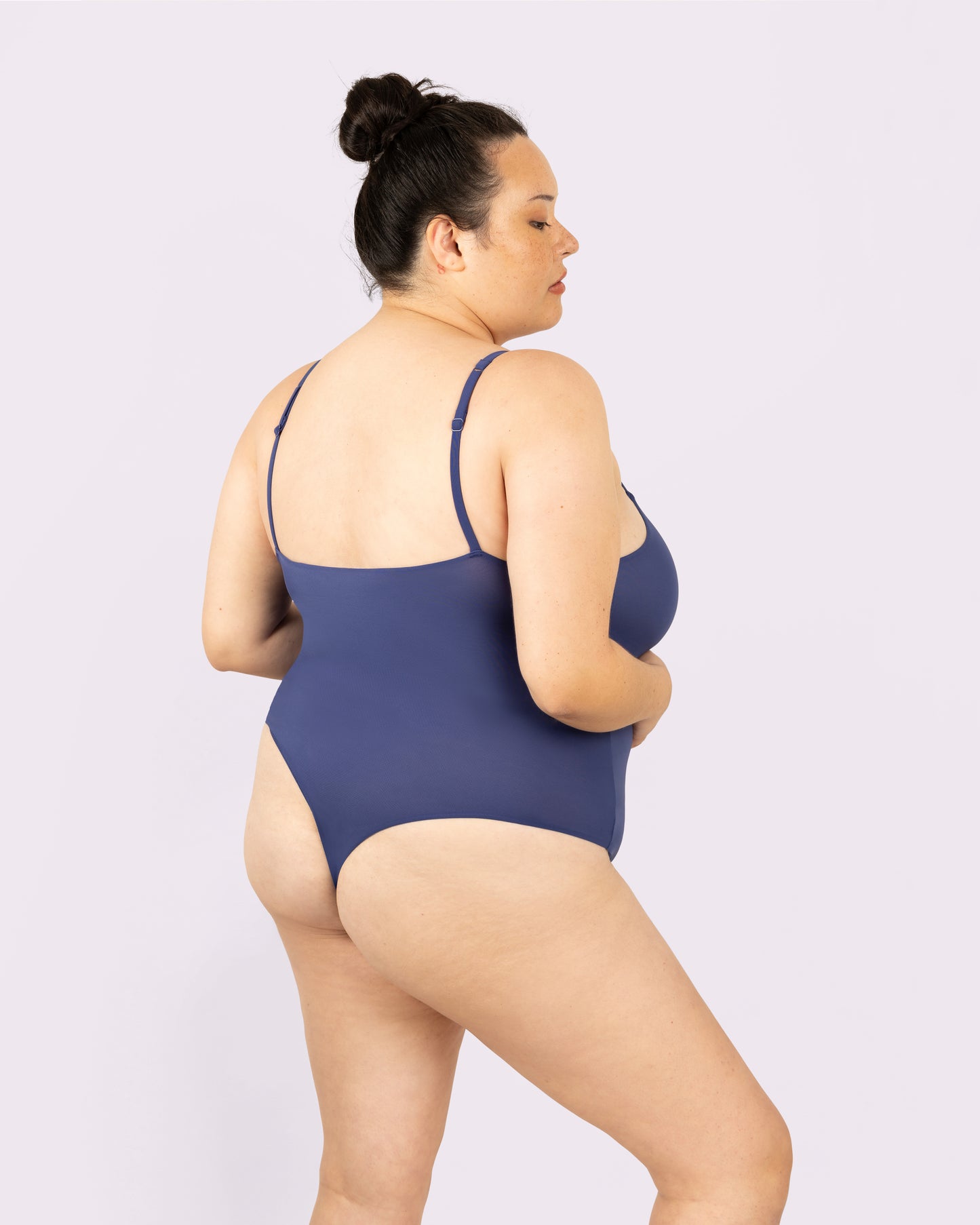 Silky Mesh Square Neck Bodysuit | Silky Mesh (Dolphin)