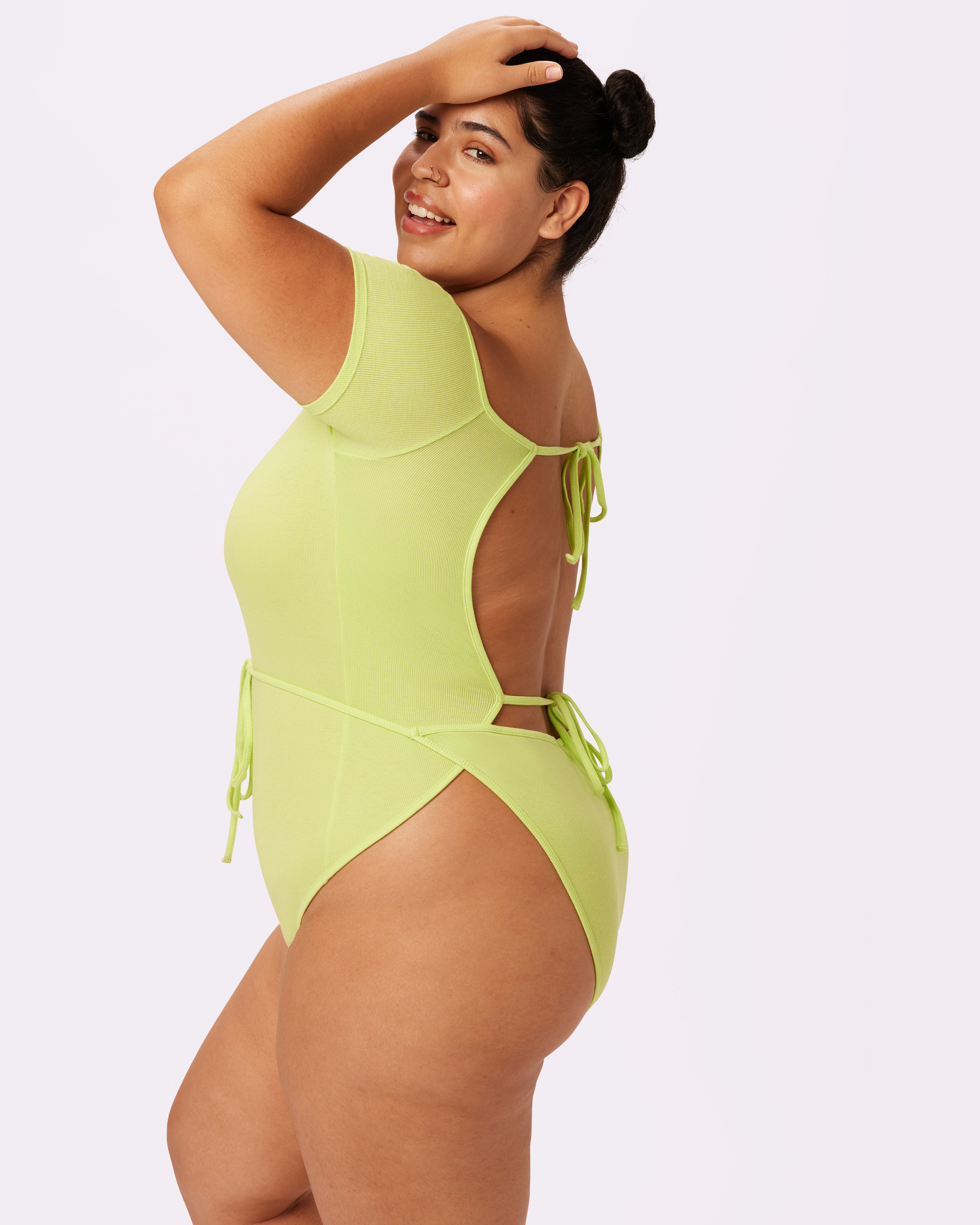 Comfort Rib Tie-Back Bodysuit | Lush Rib | Archive (Lime Fizz 