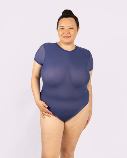 Sheer Support Bodysuit | Silky Mesh (Dolphin)