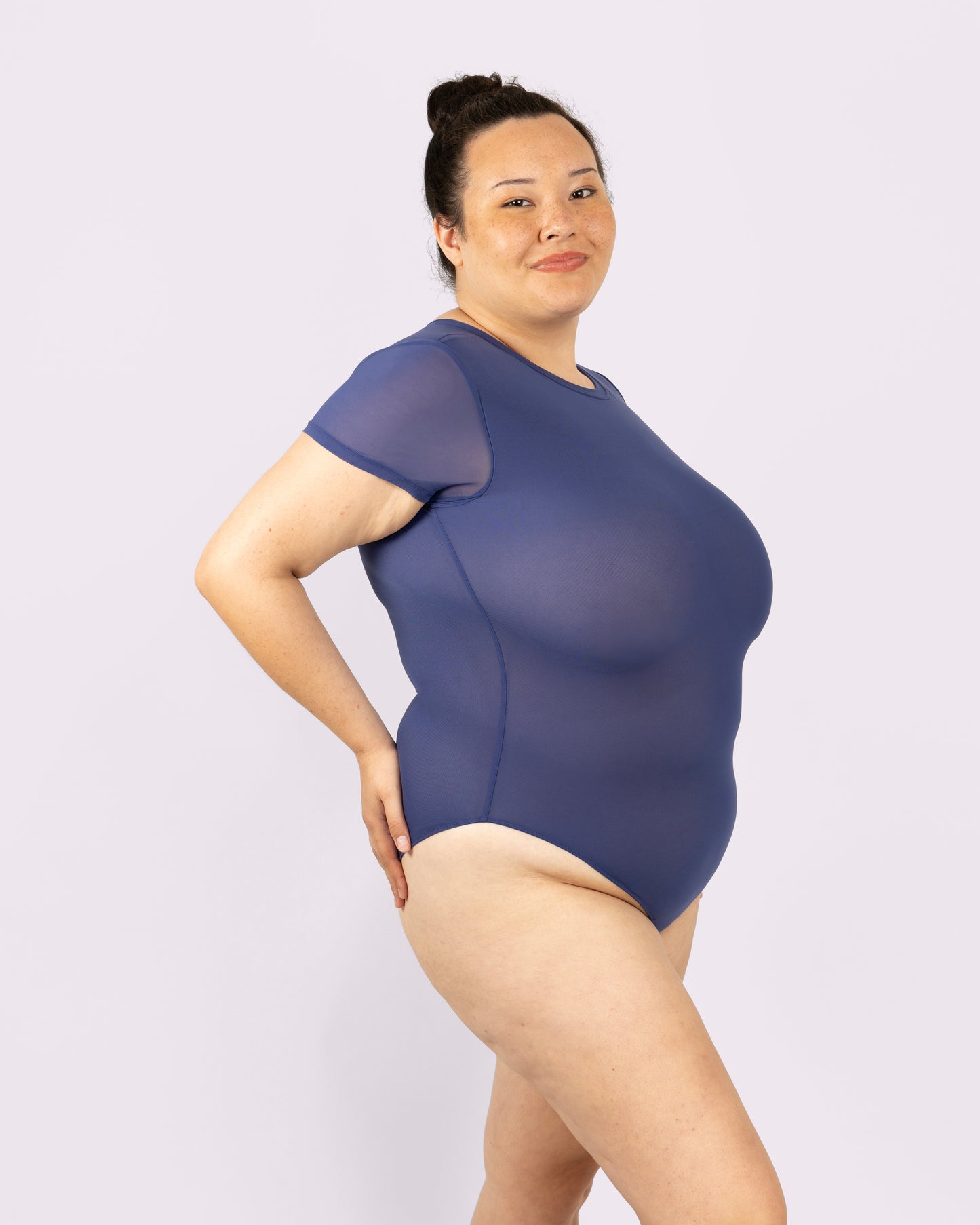 Sheer Support Bodysuit | Silky Mesh (Dolphin)