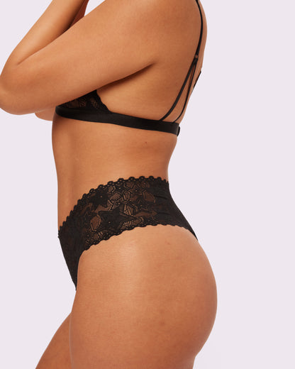 Perfect Lace High Rise Thong | Soft Lace in Stars (Eightball)