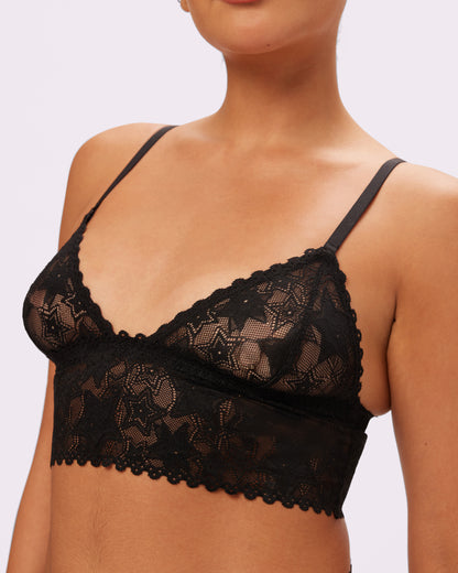 Perfect Lace Triangle Bralette | Soft Lace in Stars (Eightball)