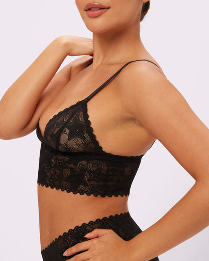 Perfect Lace Triangle Bralette | Soft Lace in Stars (Eightball)