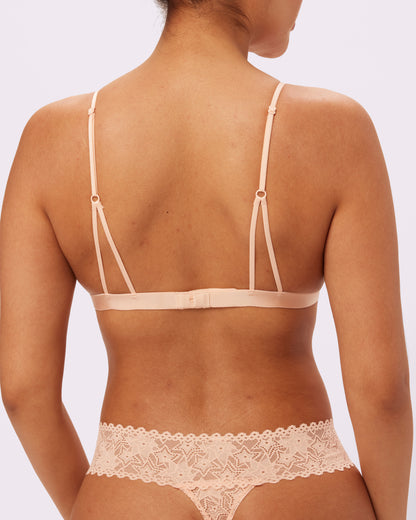 Perfect Lace Plunge Bralette | Soft Lace in Stars (Sweet Peach)