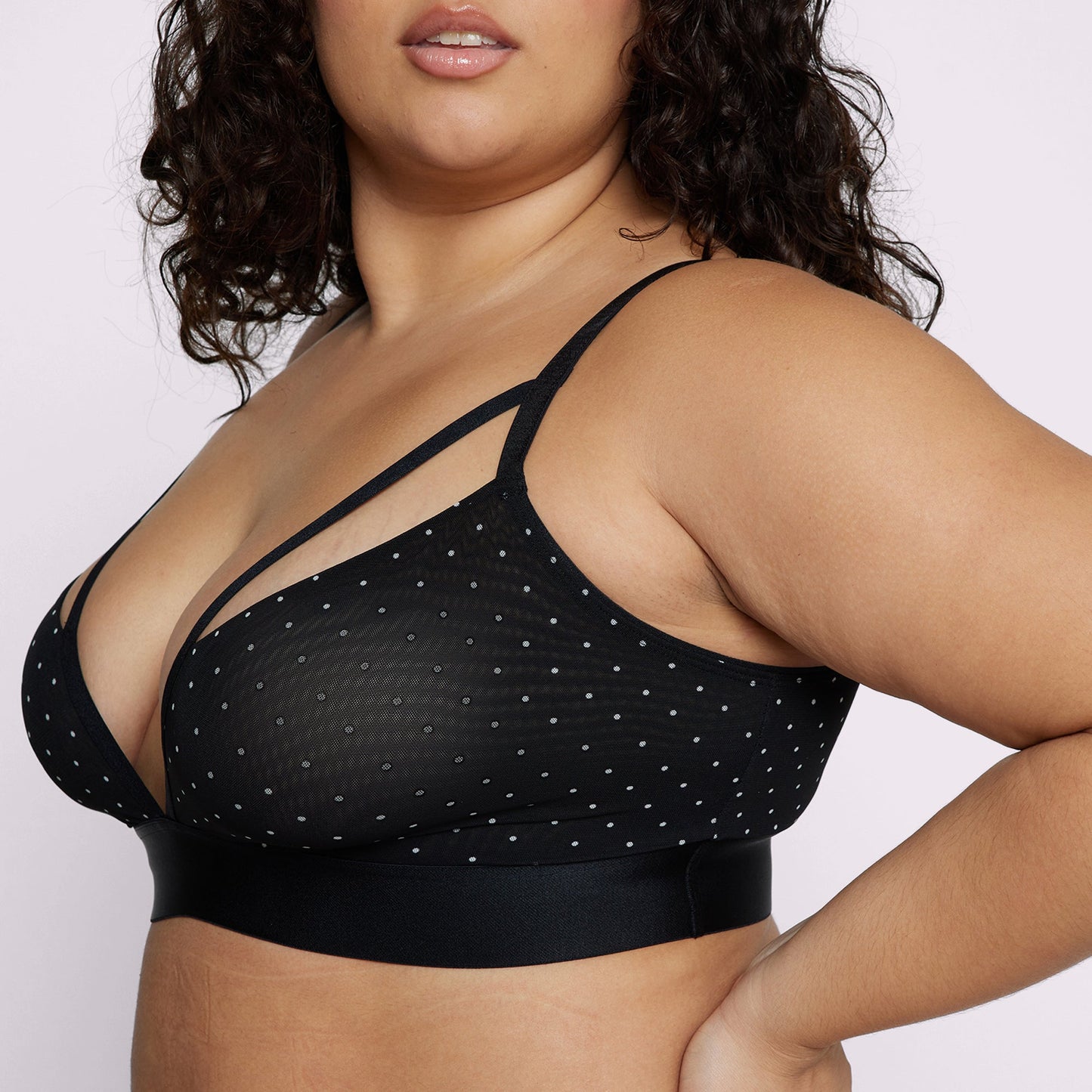 1+ Strappy Triangle Bralette | Silky Mesh | Archive (Eightball Dots)