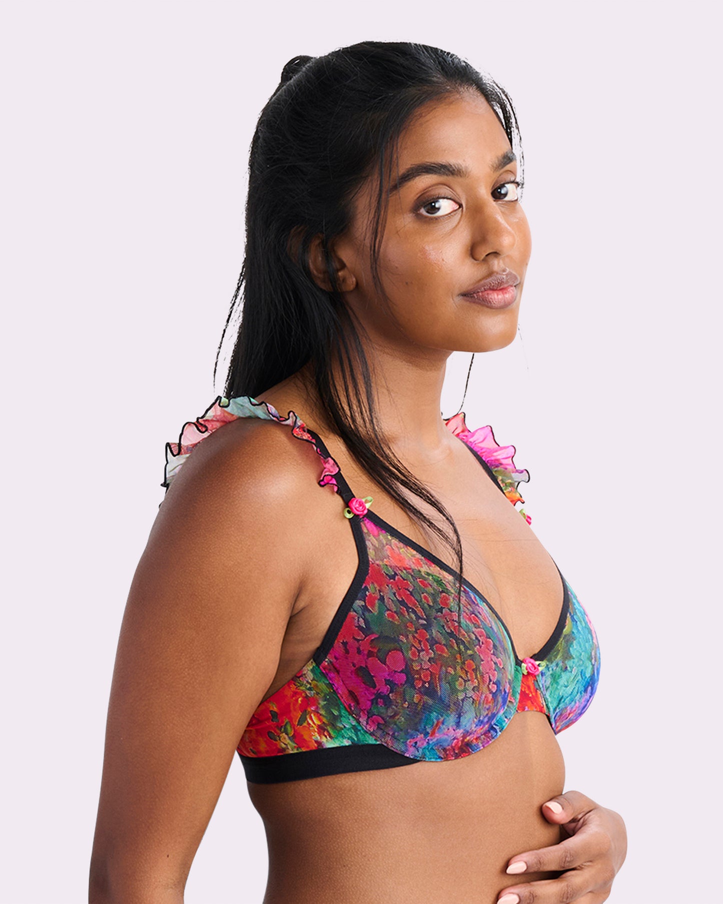 Silky Mesh Flutter Strap T-Shirt Bra | Silky Mesh (Monet Floral)