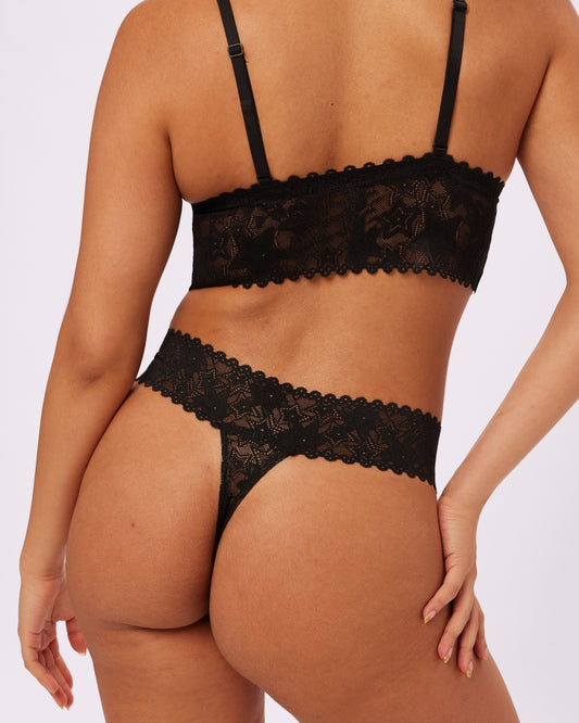 Perfect Lace Mid-rise Thong | Soft Lace in Stars | Archive (Eightball)