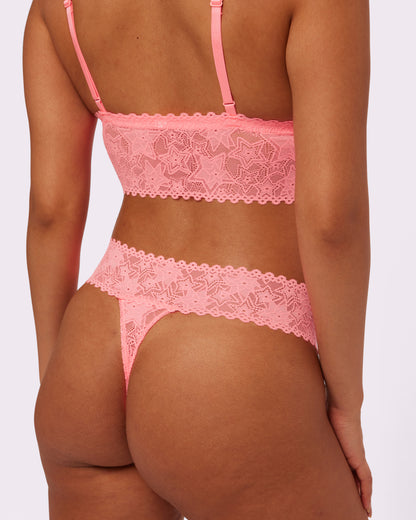 Perfect Lace Mid-rise Thong | Soft Lace in Stars (Dreamhouse)
