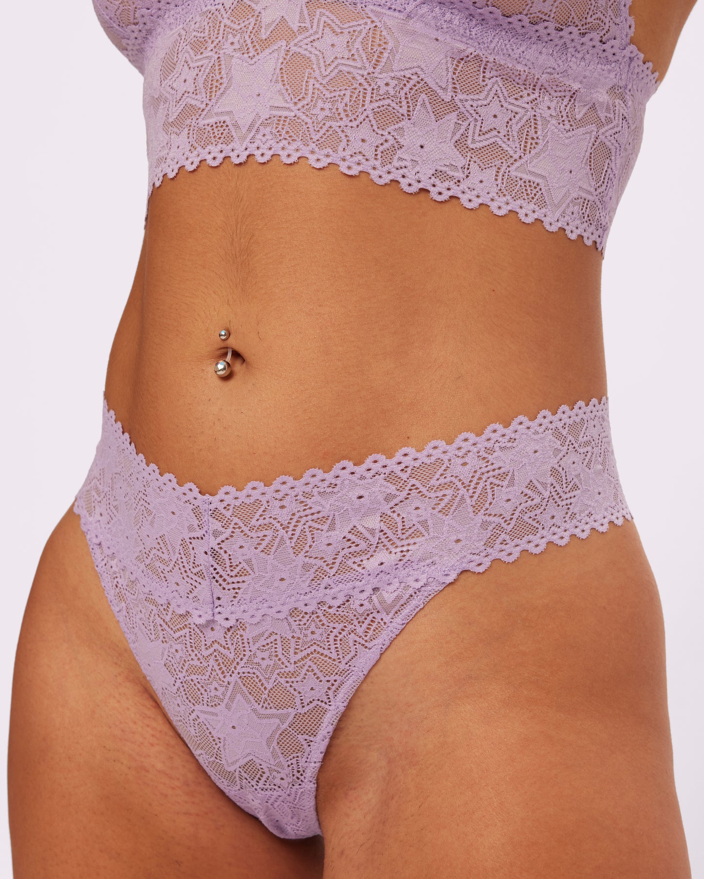 Perfect Lace Mid-rise Thong | Soft Lace in Stars (Mood Ring)