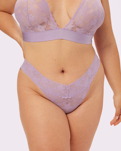 Perfect Lace Mid-rise Thong | Soft Lace in Stars (Mood Ring)