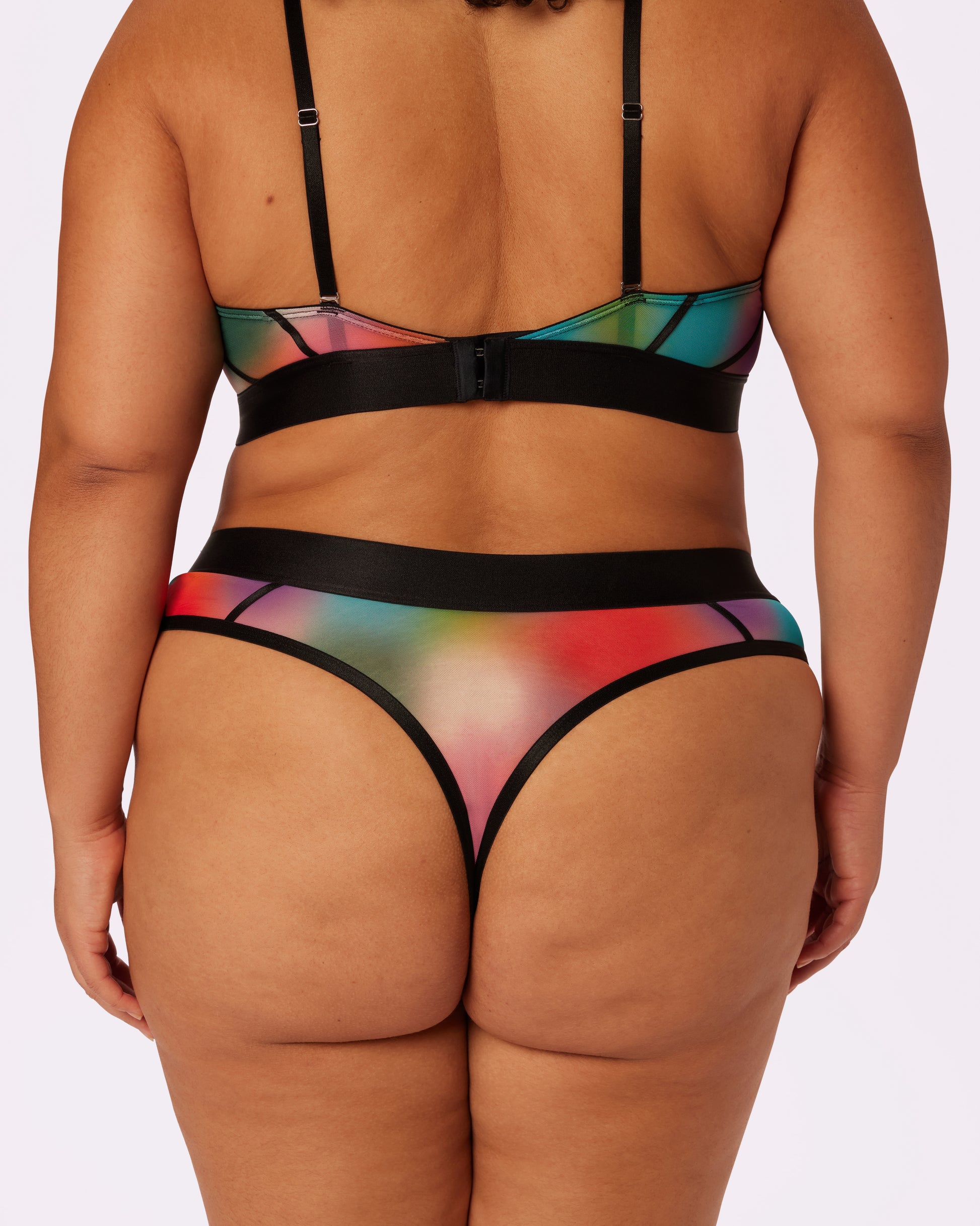 Plus Size Living In Color Rainbow Bodysuit, Sexy Colorful Lingerie