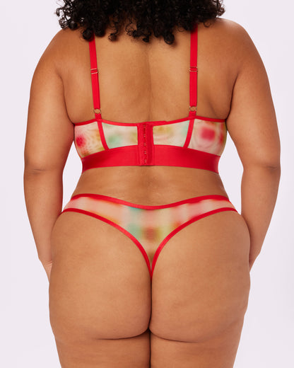 Mid-Rise Thong | Silky Mesh (Tartan Haze)