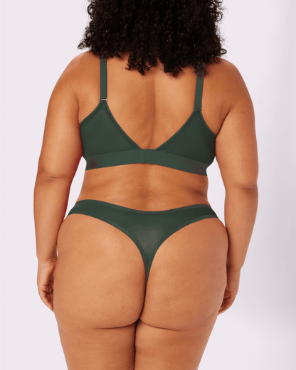 Mid-Rise Thong | Silky Mesh (Jade)