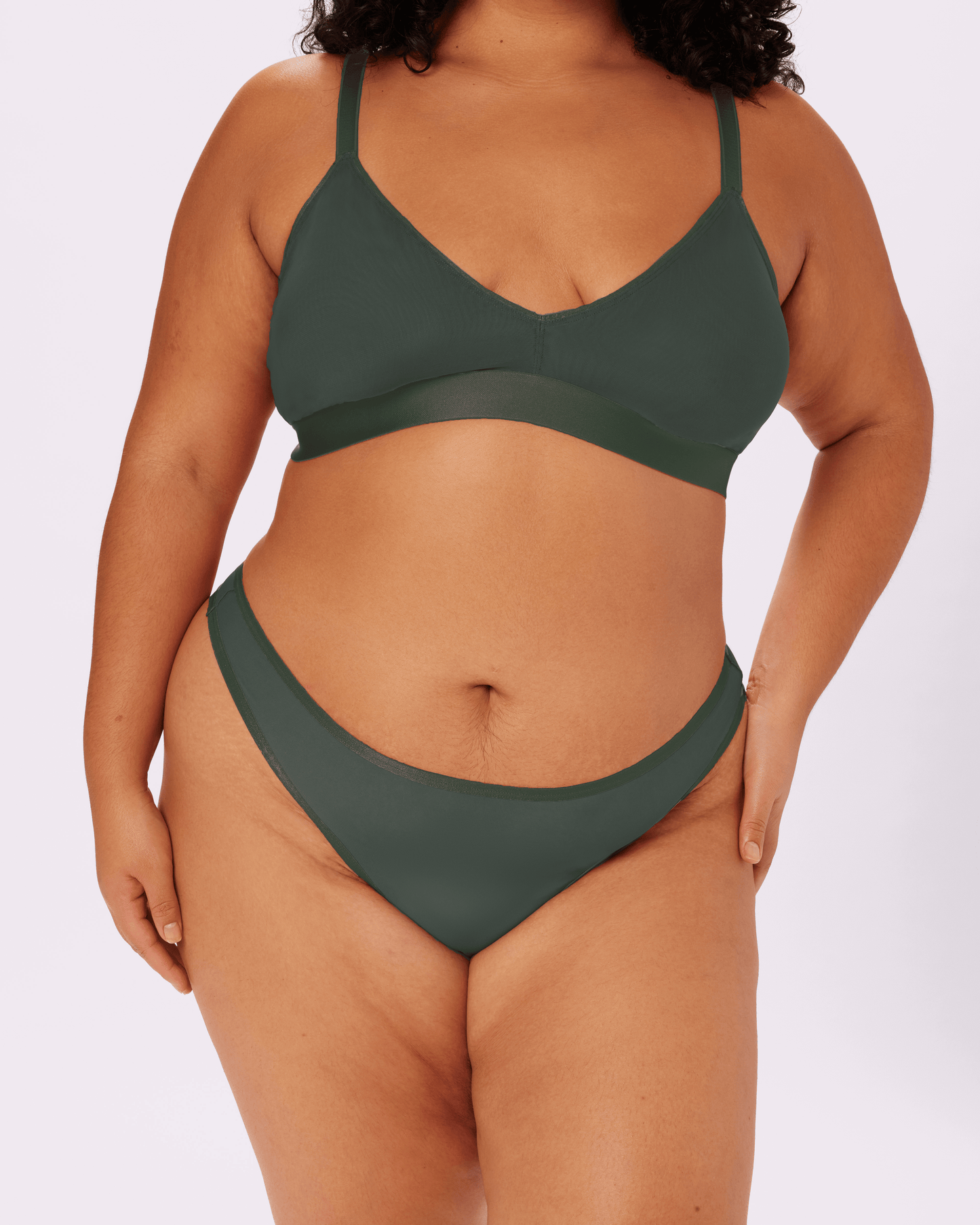 Mid-Rise Thong | Silky Mesh (Jade)