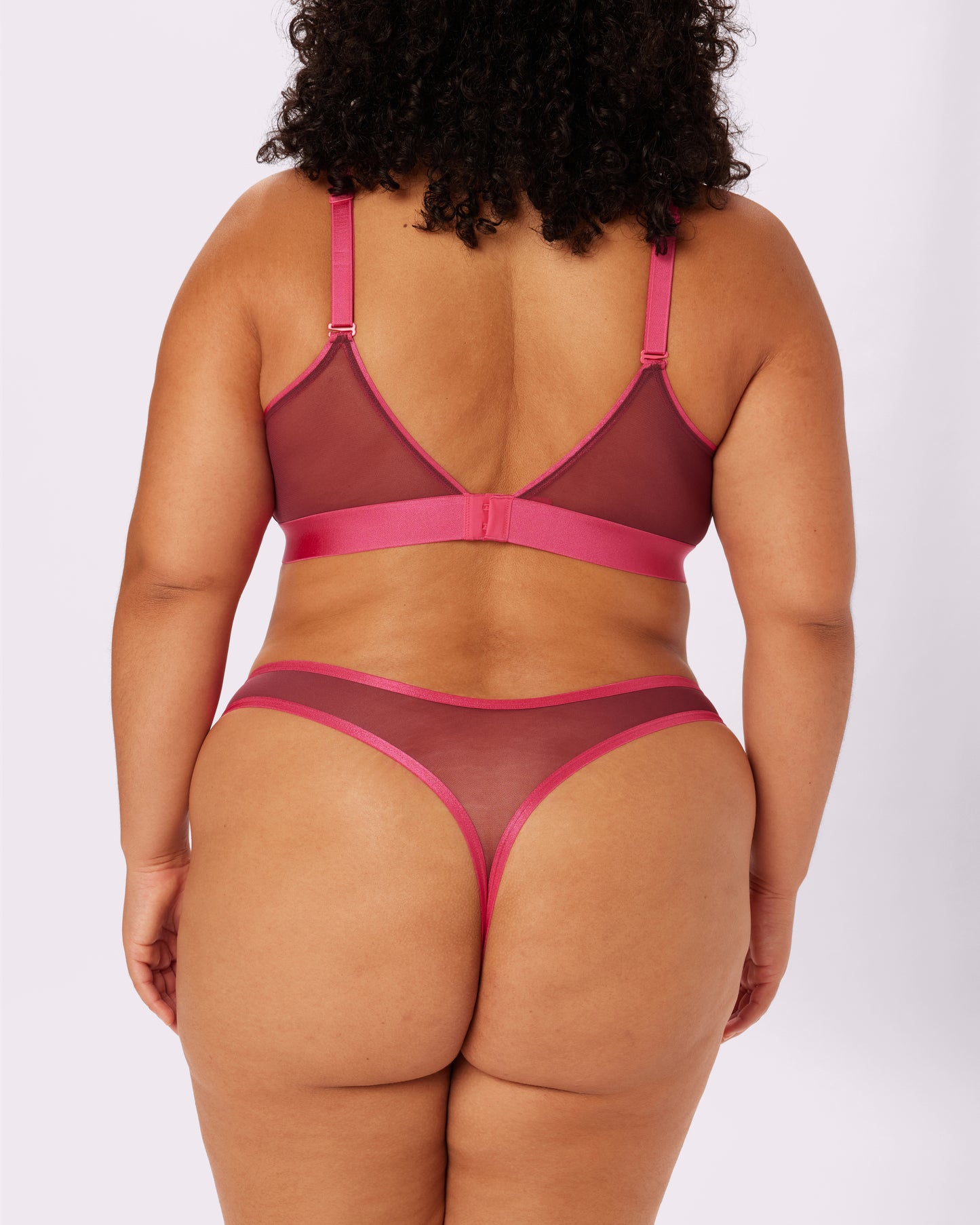 Mid-Rise Thong | Silky Mesh (Blackberry Pop)