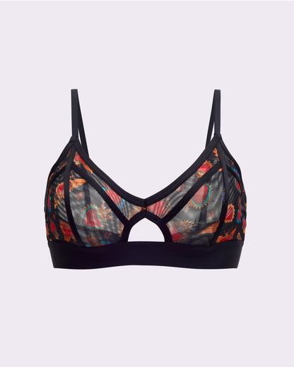 Silky Mesh Sheer Cutout Triangle Bralette | Silky Mesh (Crowned Hearts)