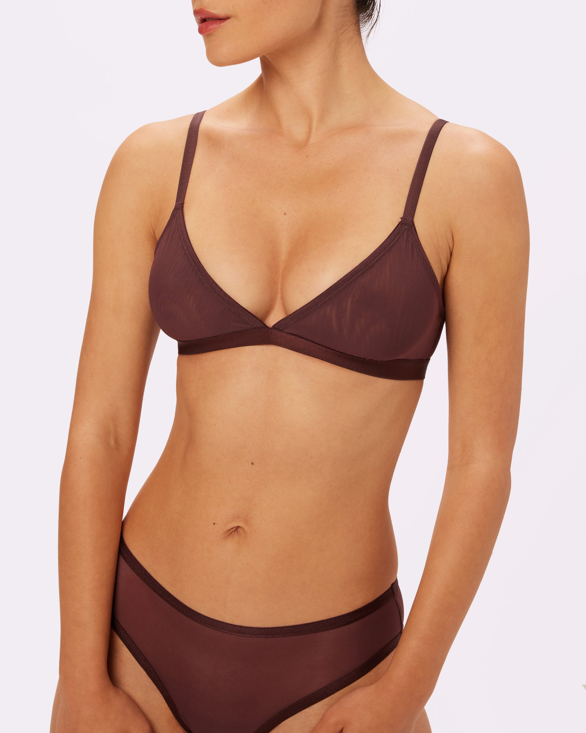 dPois Women's Sexy Sheer Bra Push Up Triangle Bikini Bralette Crop