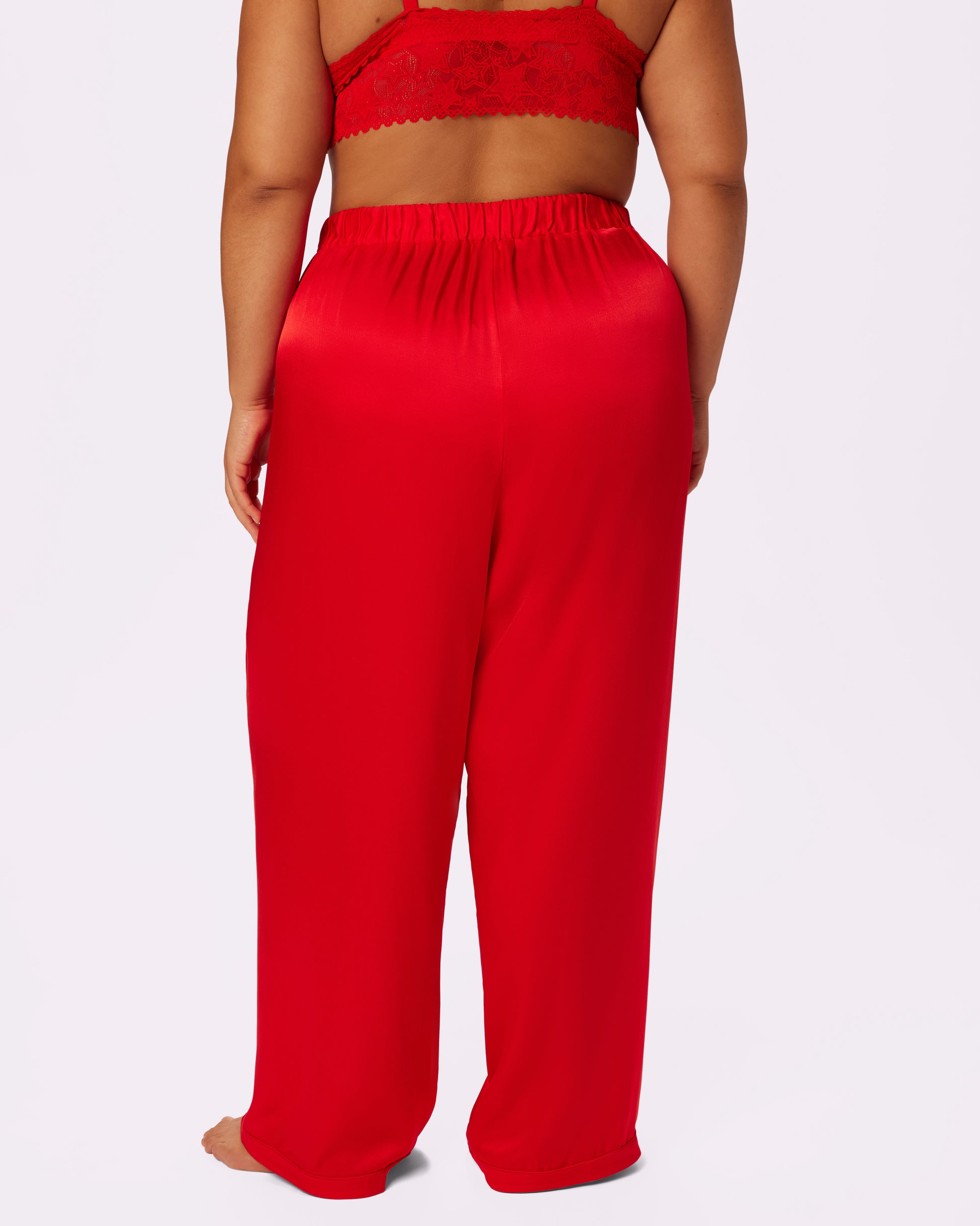 Abria Tie Front Flowy Pants - Red