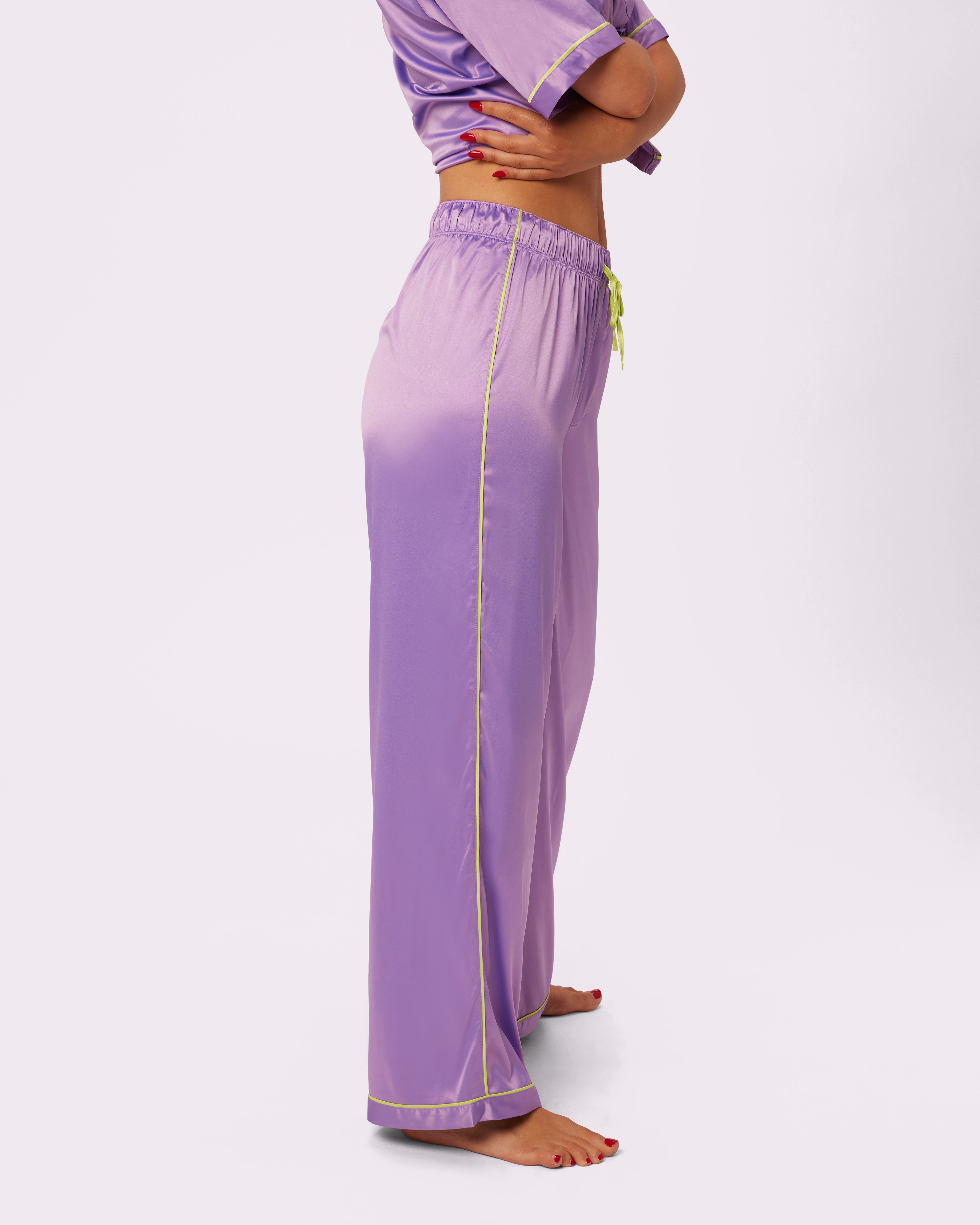 Comfy Purple Wide-Leg Pants / Purple Wide-Bottom Trousers / Lavender  Loose-Fit Slacks