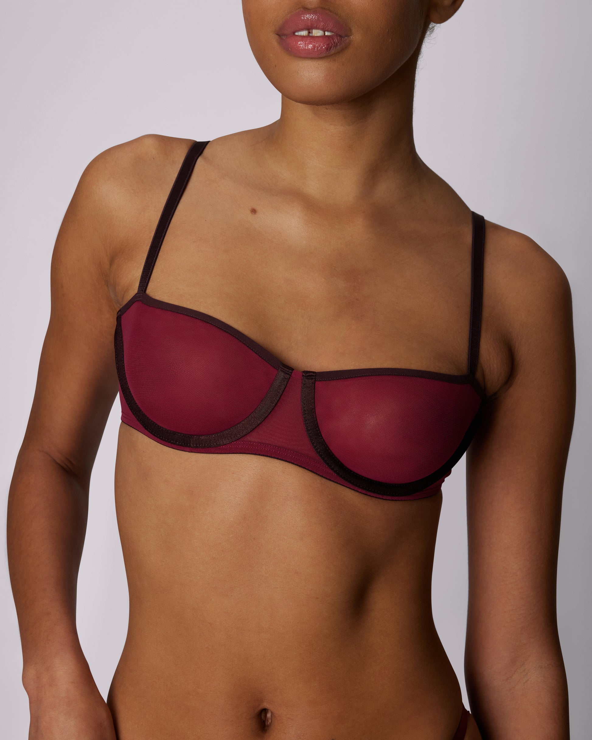Sheer Mesh Unlined Underwire Bra - Black - Chérie Amour